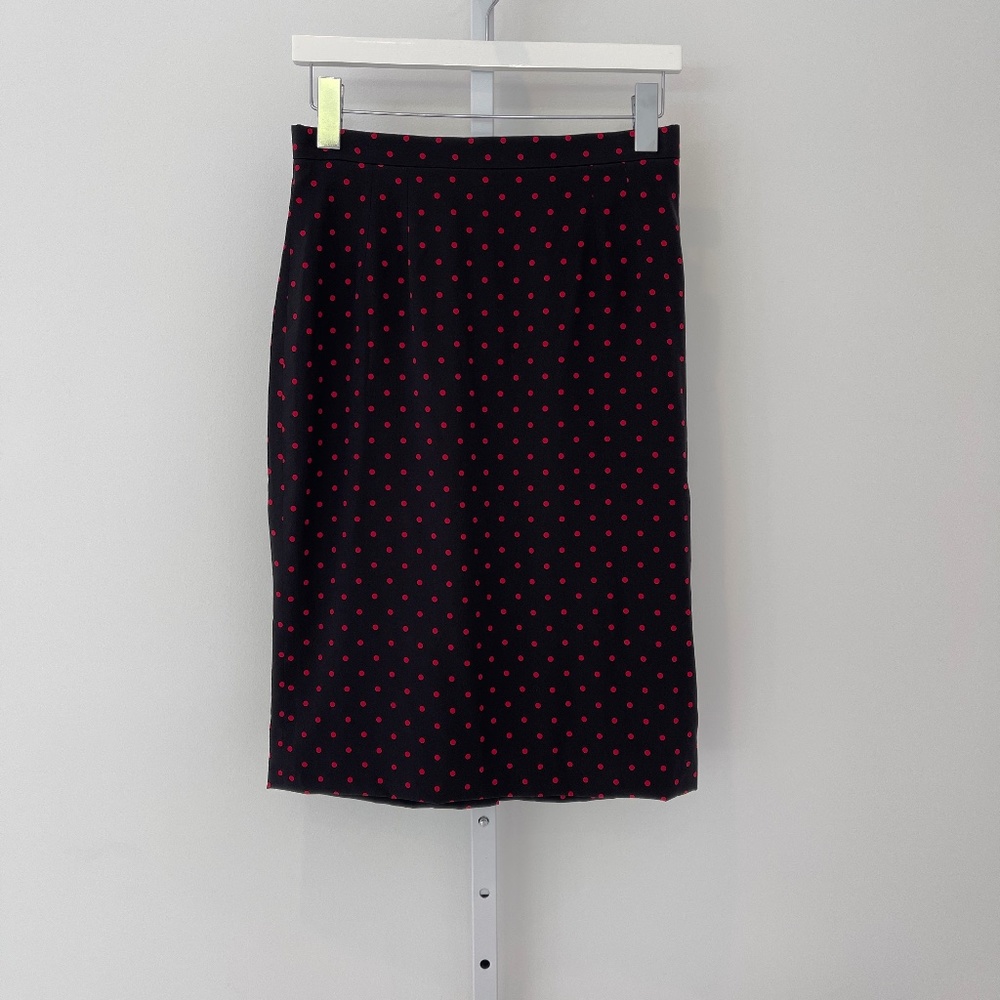 DOLCE & GABBANA BLACK RED SILK POLKA DOT SKIRT SIZE IT 42 / US 8 NWOTS!